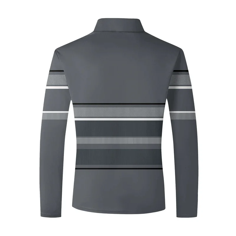 Magcomsen men's cotton sweater, zipper polo striped pull-up shirt, autumn and winter hot sportswear, business men's sweater