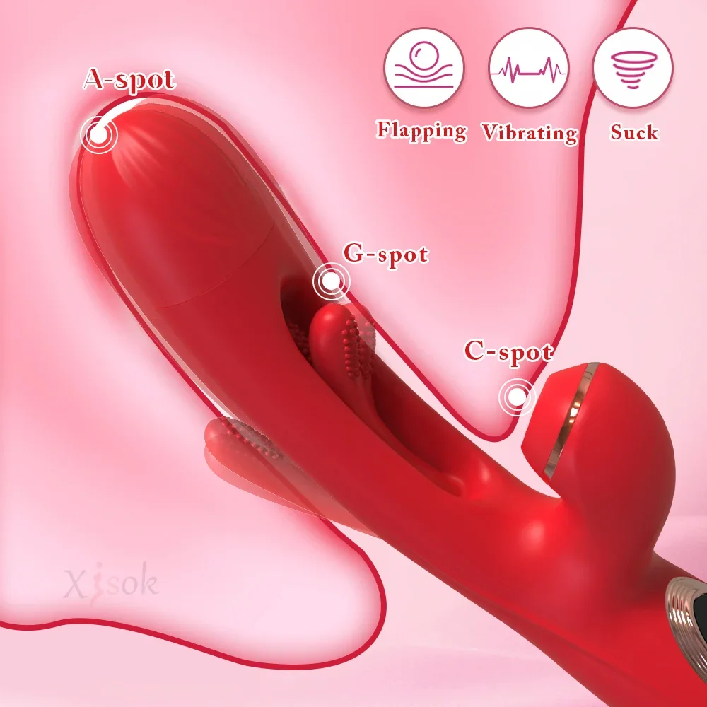 3 in 1 Sucking Tapping G Spot Vibrator Dildo Sex Toys for Women Adults Flapping Vibrators Vibration Clitoral Nipple Stimulation