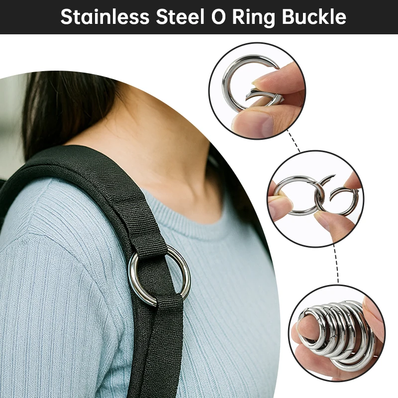 

2/5Pcs 10-35mm 304 O Ring Stainless Steel Buckle Keychain Snap Hook Bag Strap Pet Collar Carabiner Clip Accessories for Handbags