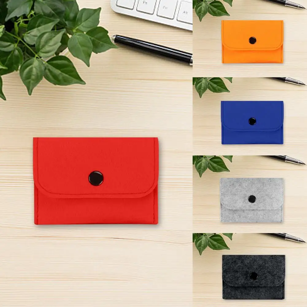 Felt Buckle Zero Wallet Portable And Cute Card Package Case Card Wallet Card Leather Mini Business Coin Felt R3Y5