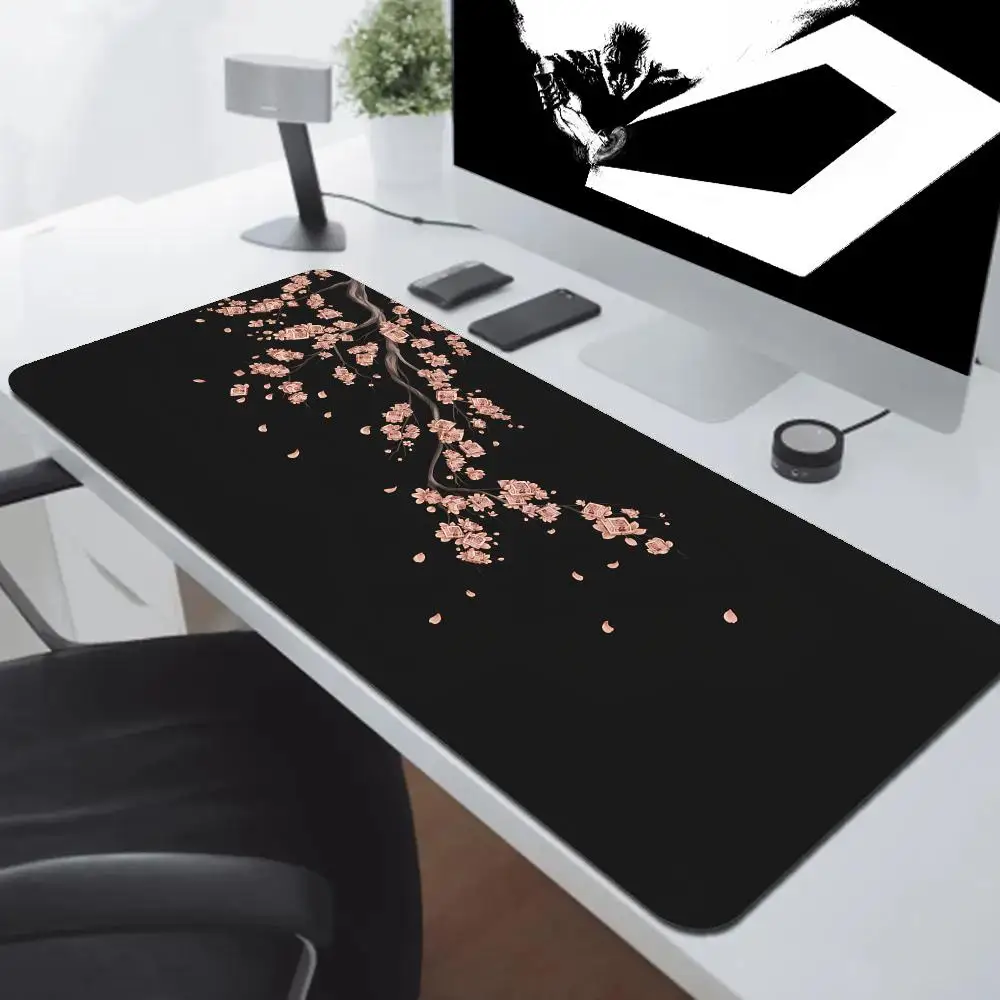 Kawaii Purple Black Sakura Hot Mouse Pad Non-Slip Rubber gaming accessories Edge desk accessories locking mousepads Game play ma