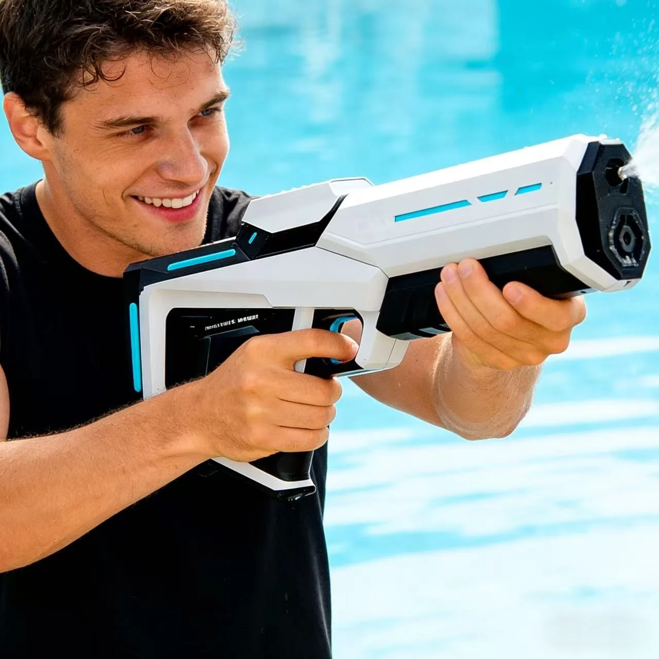 Hochleistungs-Vollautomatische Elektrische Wasserpistole, Selbstansaugend & Kontinuierlicher Sprühstrahl, Outdoor-Wasserspielzeug für Pool und Strand