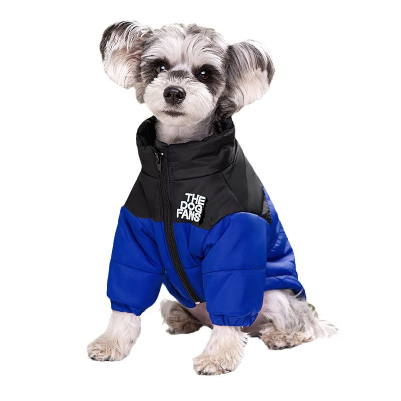 Fashion Dog Coat Clothes, Trendy Embroidered Dog Autumn and Winter Cotton Clothing, Pet Clothing, Thickened Warm Down Clothing