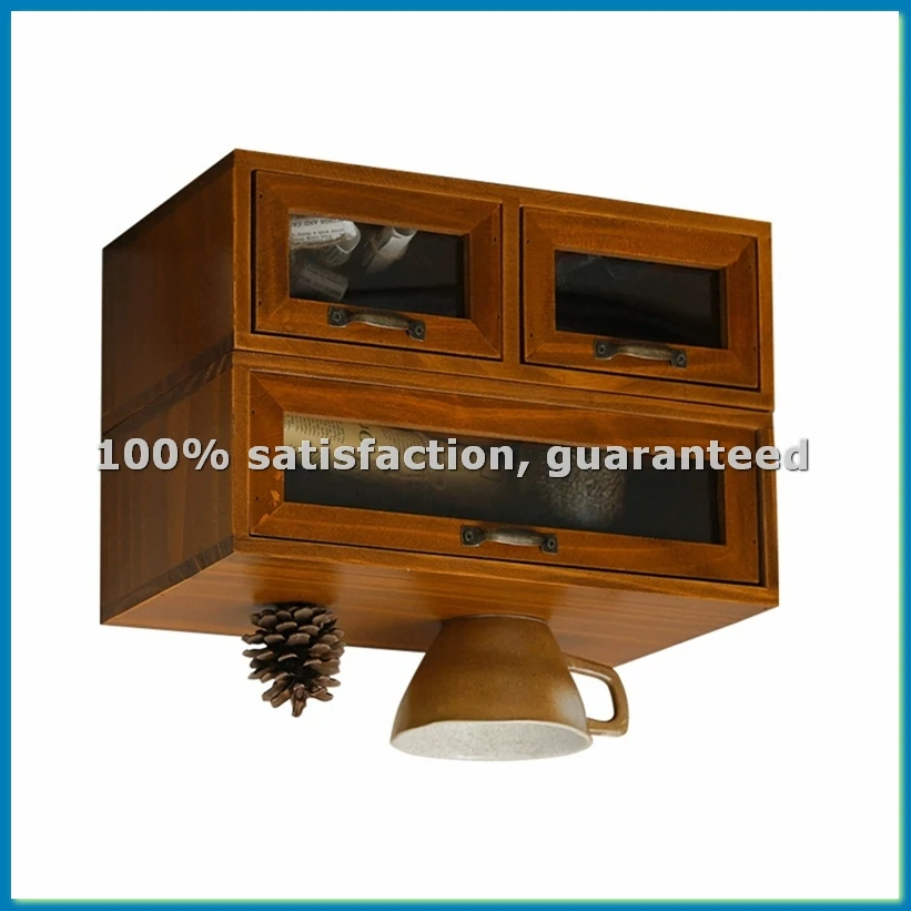 Wooden Drawer Storage Box,Office Desktop Organizer,Increased Shelf Cabinet for Computer Monitor&Dressing Table B-A69M