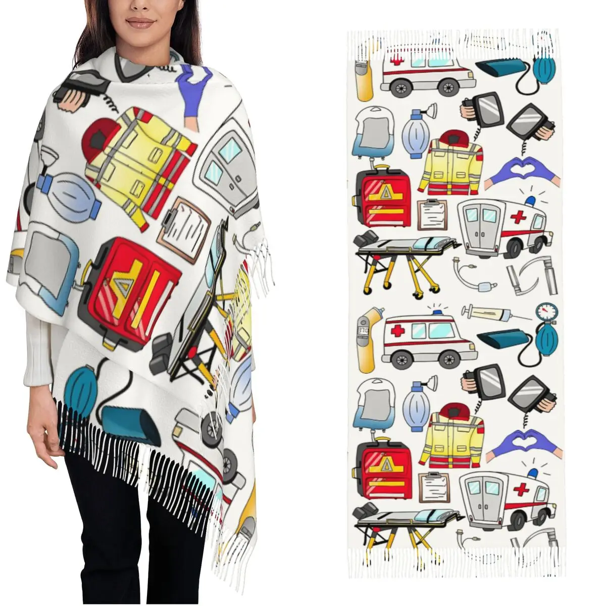 

Теплый шарф, зимний фельдшер, медицинская тема, шали с мультяшным рисунком, бандана на заказ, женские модные головные уборы, шарфы