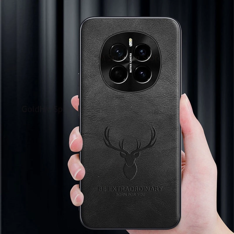 3D Cartoon Elk Deer Head Leather Phone Case For Honor Magic 7 Pro Metal Lens Protector Soft Silicone Cover For Magic 7 Pro Capa