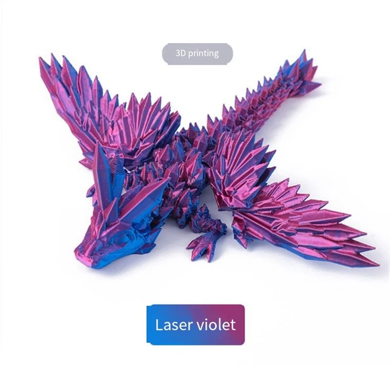 3D Printed Gemstone Dragon Gift Gradient High-End Figure Eco-Friendly Crystal Dragon Trendy Toy Figure, Durable Easy Install Red