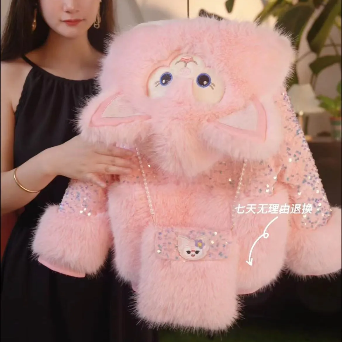 Kawaii الشتاء Stellalous Linabell الأطفال معطف الفرو أفخم سترة موضة مقنعين الترتر وسادة مبطنة رشاقته الدافئة ملابس خارجية هدية