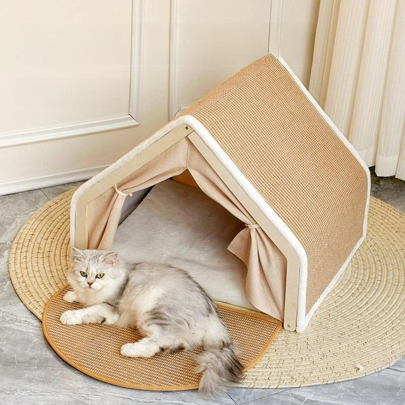

Warm Winter Villa f-Closed Sp Bag Scratching Nest Non-edding Jute Pad Tent Pet Supplies Toys Scra...