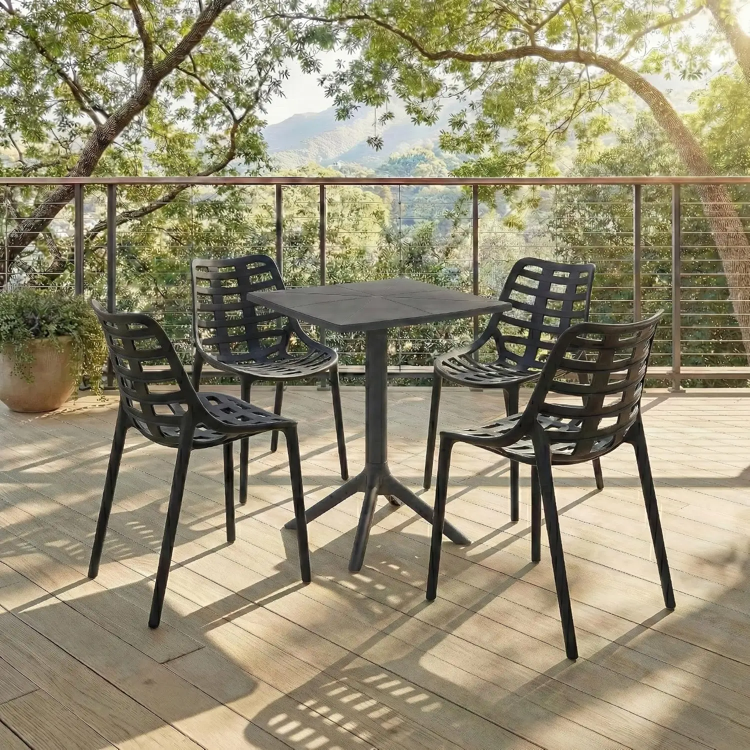 Black Square Bistro Table, Fully Assembled Outdoor Patio Table, Compact, Customized