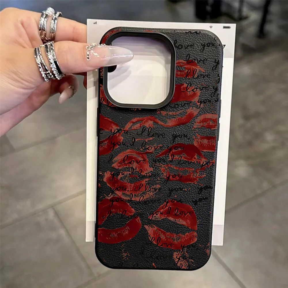 Bright Red Lips Leather Phone Case For iPhone 17 Pro Max 11 16 15 12 13 14 Plus Air Soft Shockproof Silicone Cover Funda - view 4