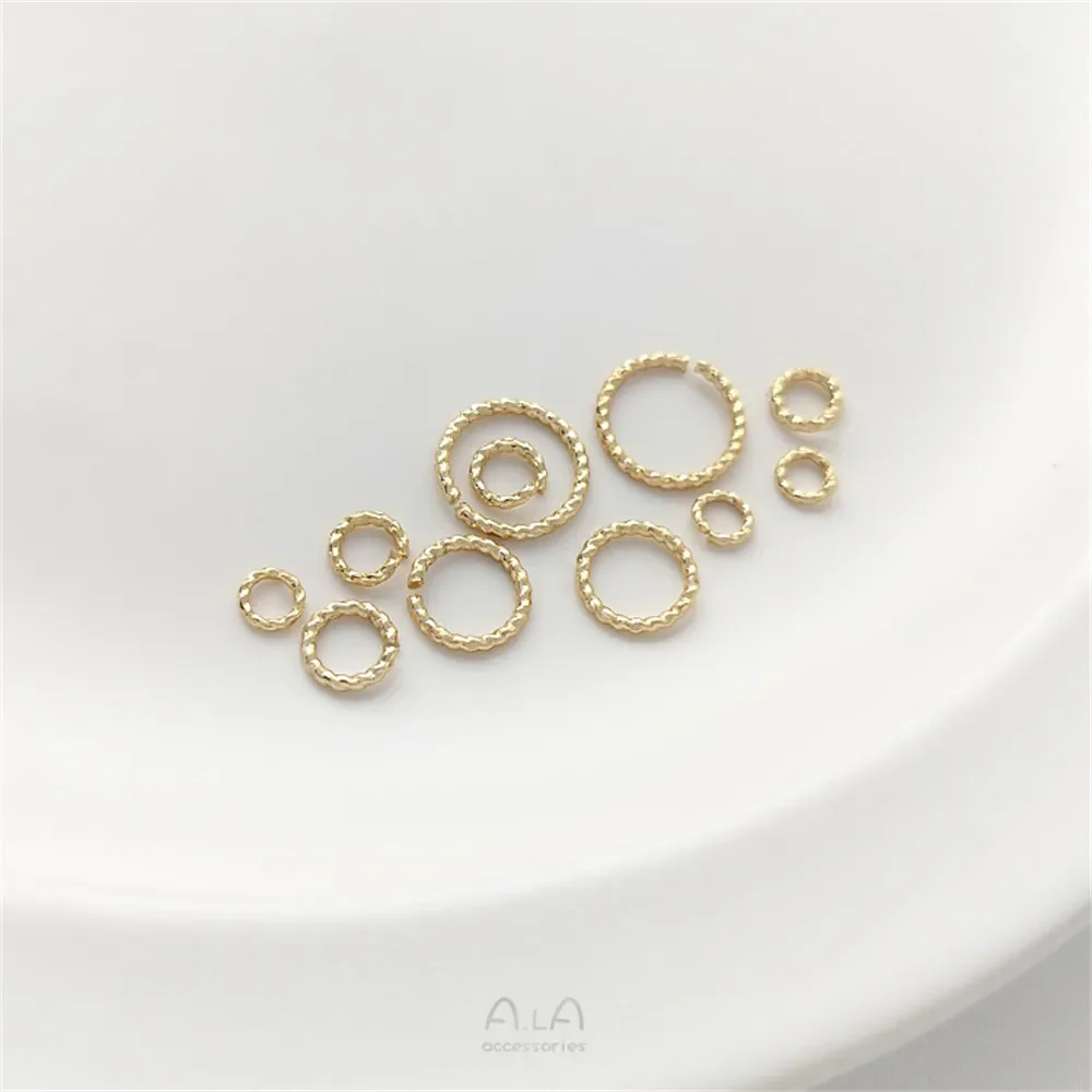 14K gold color floral opening ring handmade single loop DIY bracelet necklace earrings jewelry connection ring accessories