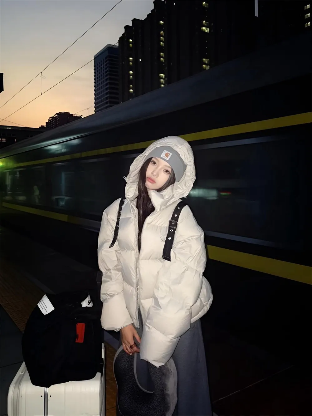 Trendy Color Warm Hooded Cotton Jacket 2026 Autumn New Style Simple Fashion Loose Casual Versatile Cotton Coat
