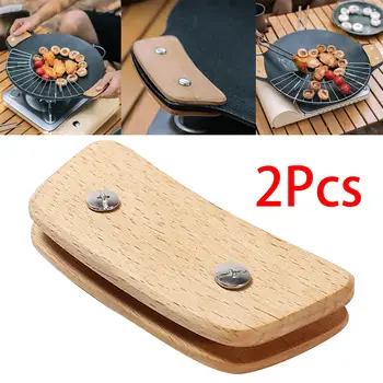 나무 바베큐 팬 핸들 안티 Scald 내열성 절연 그립 교체 소스 그릴 팬 철판 야외 캠핑