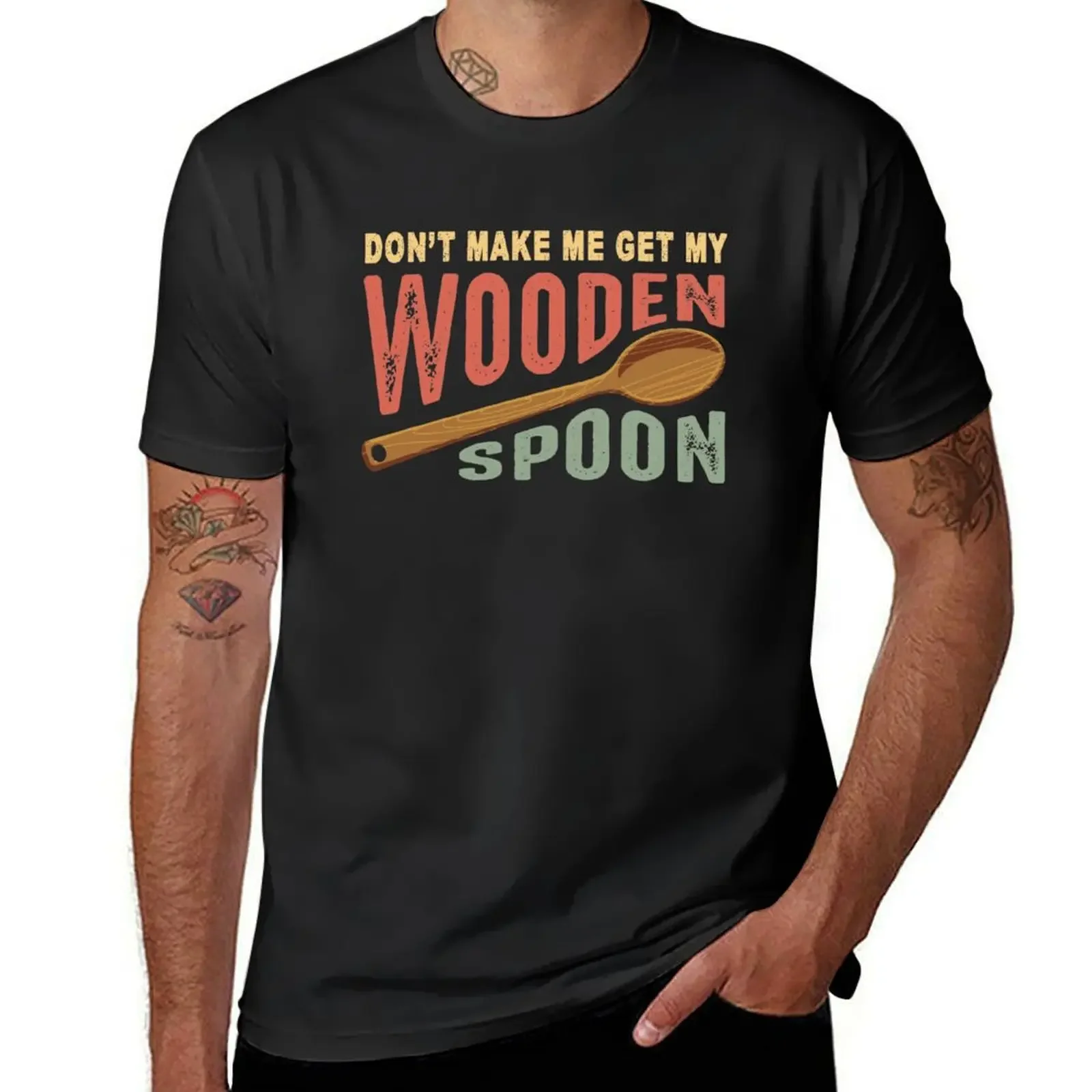 

Don't make me get my wooden spoon funny gift for survivor in vintage style T-Shirt tees mens big and tall t shirts