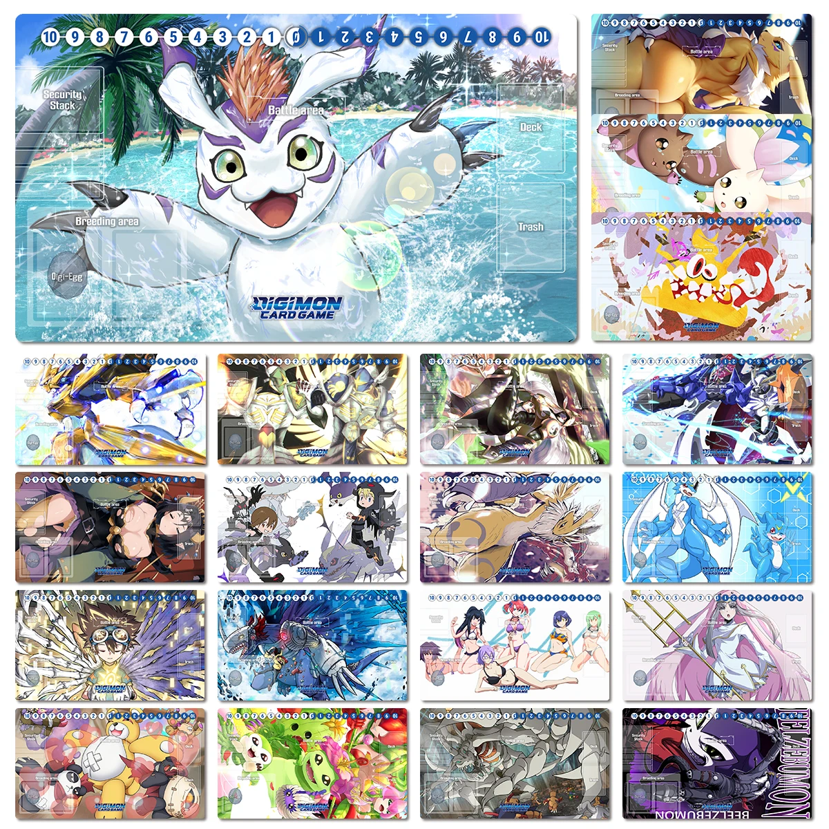 

Digimon Playmat Gomamon DTCG CCG Mat Scumon Terriermon Omnimon Board Game Mat Trading Card Game Mat Rubber Mouse Pad Free Bag