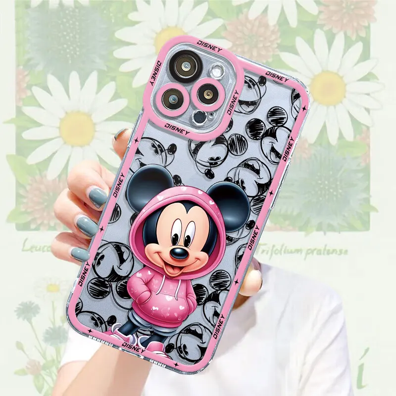 Disney-funda de silicona para teléfono móvil, carcasa de Mickey y Minnie para iPhone 15, 14, 11, 12, 13 Pro Max, 12 Mini, 7, 8, XR, X, XS MAX, SE2