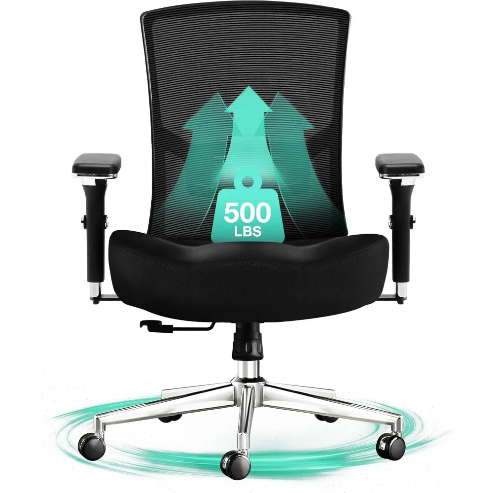 Big and Tall Office Chair 500lbs, Ergonomic Oversize Mesh Desk Chair, Heavy Duty High Back Computer Chair