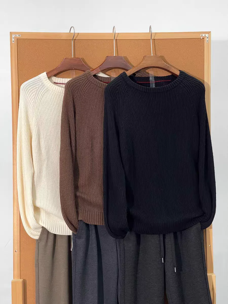 الرجال الخريف الشتاء محبوك سترة الصوف مزيج ثي إبرة العمودي المشارب تويست الملمس جولة Ne العلوي تريكو #3