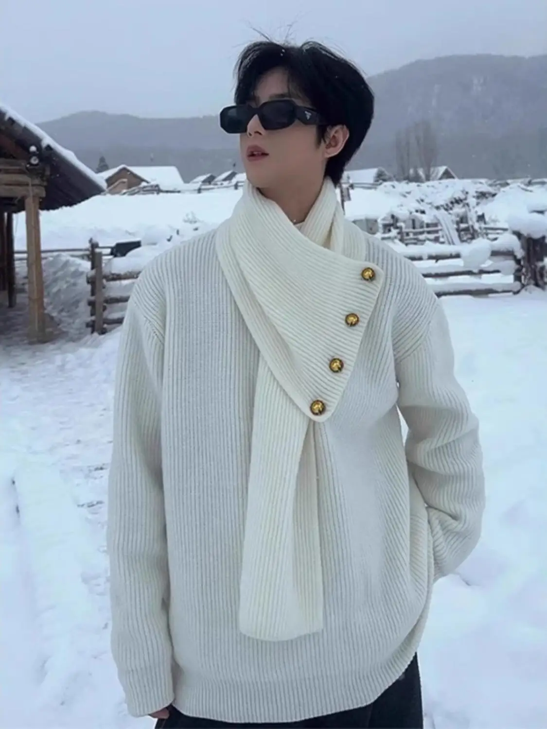 

Свободный вязаный свитер с высоким воротником для мужчин и женщин, парный, в стиле кэжуал, осенне-зимний, теплый, модный, повседневная верхняя одежда