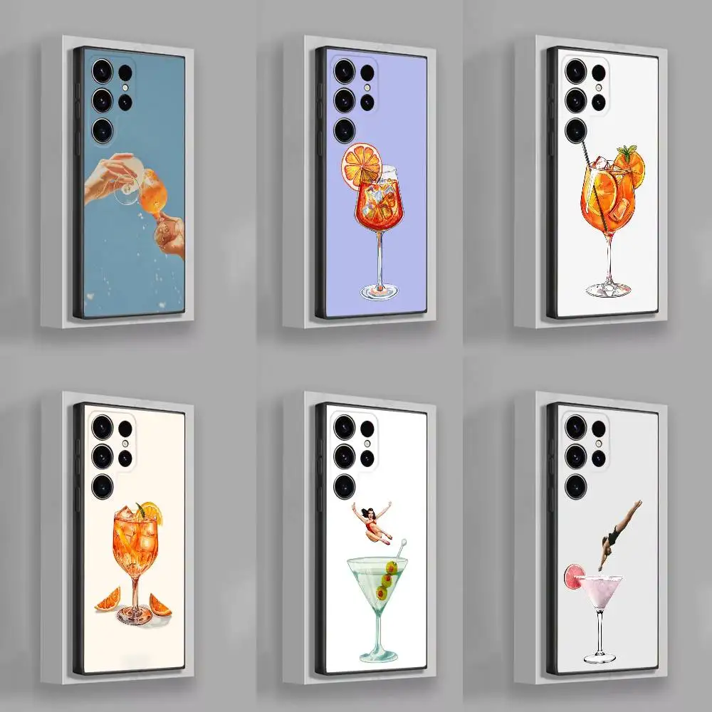 

Liquor Spritz Cocktail Cheers Phone Case For Samsung S25,S24,S21,S22,S23,S30,Ultra,S20,Plus,Fe,Lite,5G Black Cover
