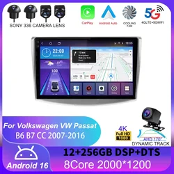 Multimedia Player Android 16 For Volkswagen VW Passat B6 B7 CC 2007-2016 Carplay Auto GPS Car Radio 4G+WIFI QLED 2din 360 Camera