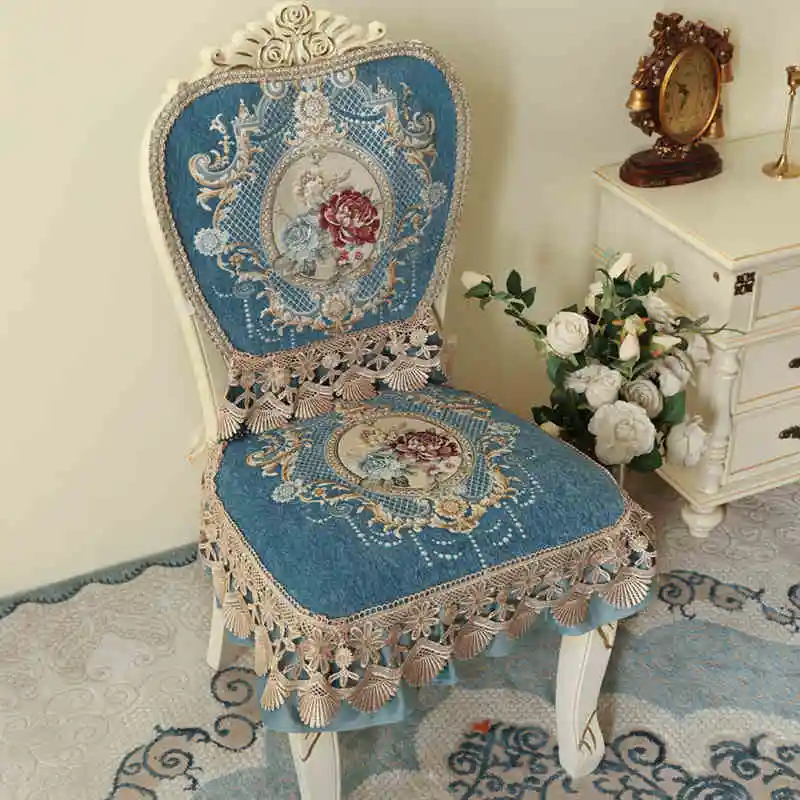 Chenille Chair Covers European Retro Diningchair Cushion Backrest Cover American Universal Chair Cover Set Home Decoration