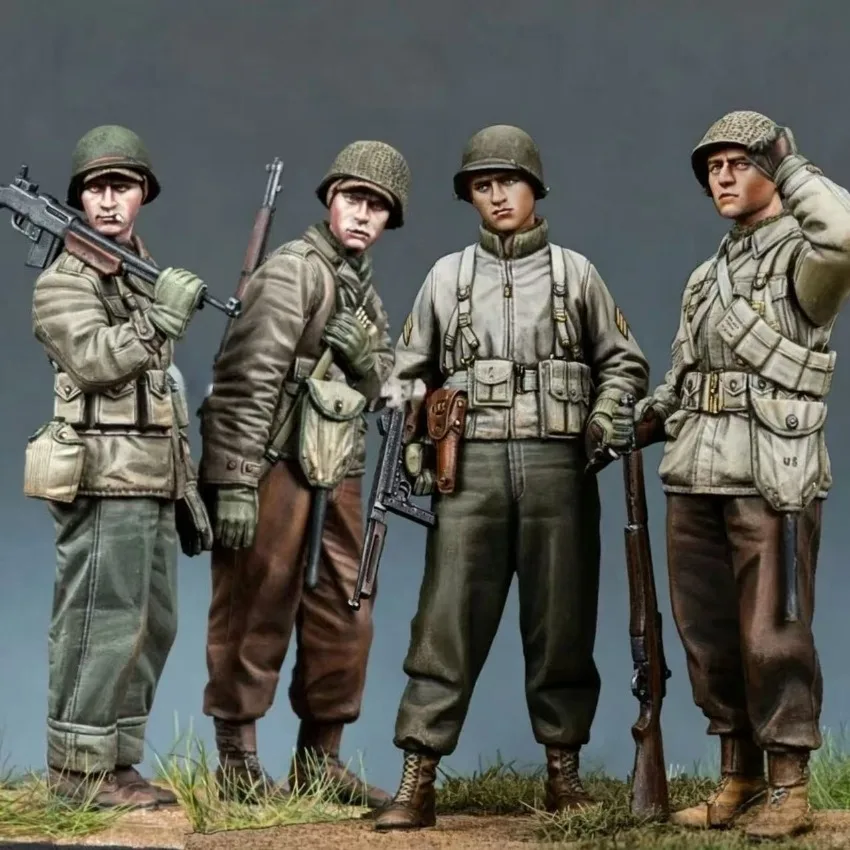 

1/35 Scale WW2 US Infantry Four-Person Collection Resin Figure Assembly Model Kit Hobby Diorama Toy Unassembled and Unpainted