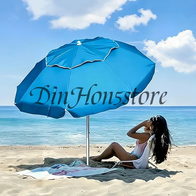 Outdoor windproof sunscreen rainproof sun umbrella portable courtyard beach swimming pool