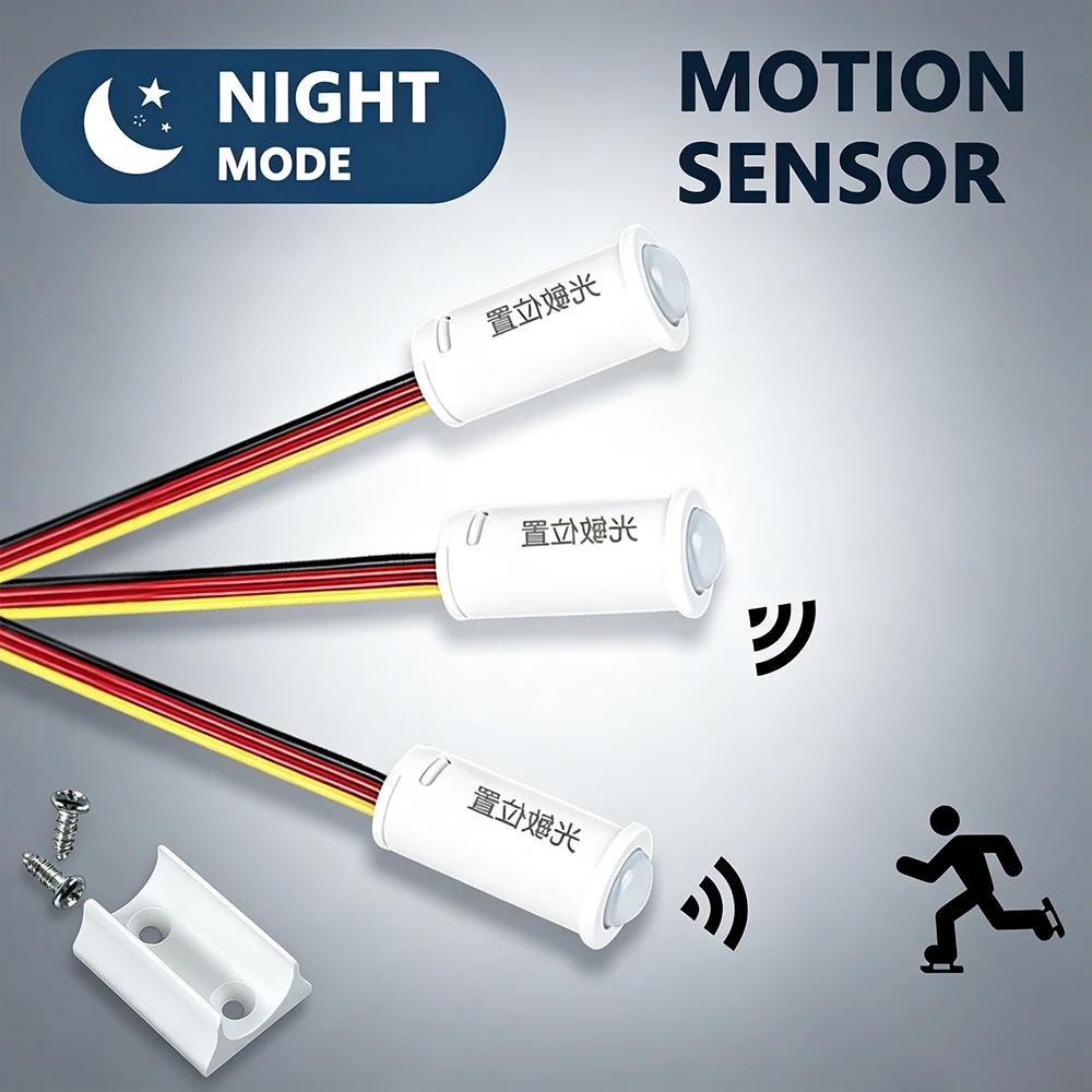 3-5M Sensing Distance Motion Sensor Switch Night Mode Only 30 Seconds Delay Off 5V/12V/24V Wide Voltage LED Automatic Controller