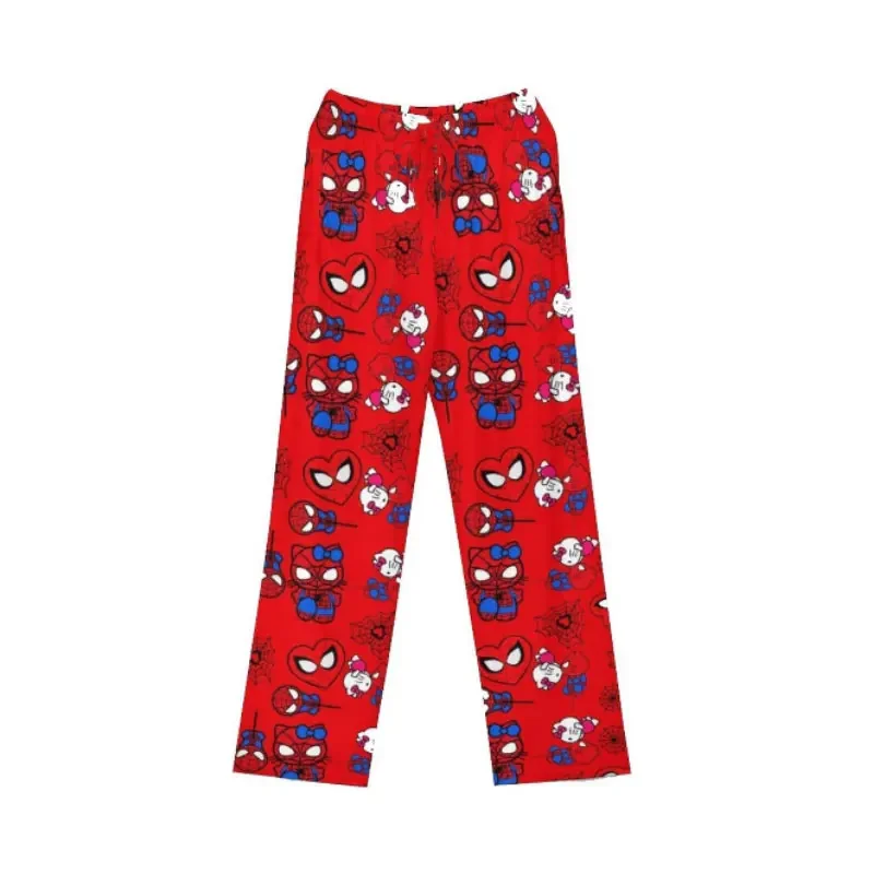 Anime Spiderman Pajama Pants Hello Kitty Trousers Summer Loose Pants Leisure Home Clothing Women\'s Couple Thin Pajama Trousers