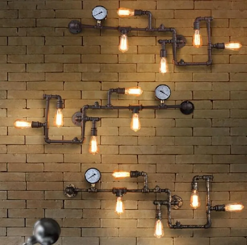 Modern Nordic Industrial Light Water Pipe Wall Lamps Remote Control Wall Light for Foyer Bar Coffee Dining room Home DecorMJ1112