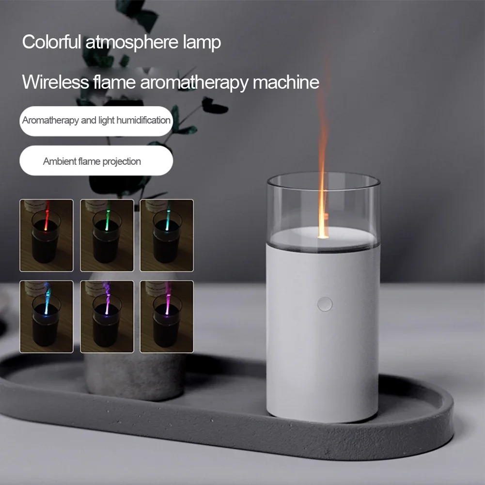 1pcs Aroma Diffuser With Flame Effect 60ml Cordless Humidifier Light For Car Office 73*73*152 Mm DC5.0V1.0A	Accessories