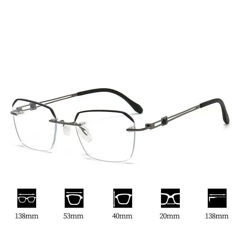 Men Fashion Business Reading Glasses Unisex Trendy Rimless Square Far Sight Eyeglasses Women Male Vintage Computer Eyewear image 6