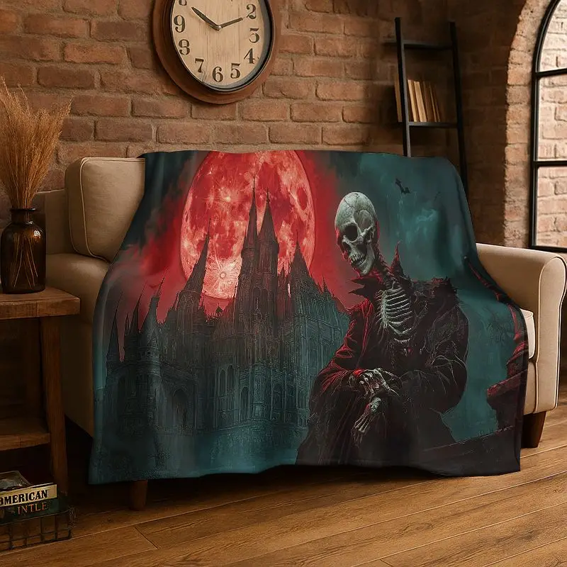 Terrifying Ghost Demon Skull Gothic Flannel Blanket Soft Throw Blanket for Bedroom Living Room Bed Travel Camping Picnic Nap