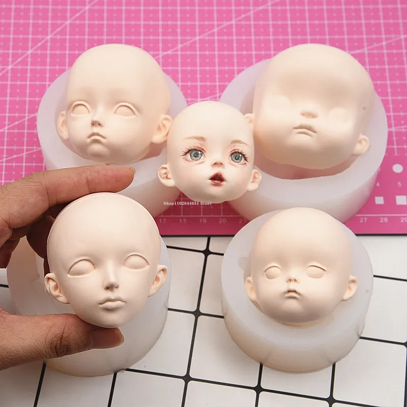 Eight Points Polymer Clay Doll Face Silicone Mold DIY Pottery Manual Cartoon Model /Anime Character Face Contour Molding Tools