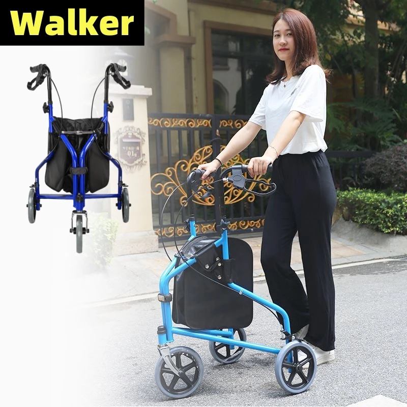 Elderly Training Walking Aids Can Sit Foldable Storage Walker Three Wheeled Carts Shopping Carts Are Portable And Lightweight