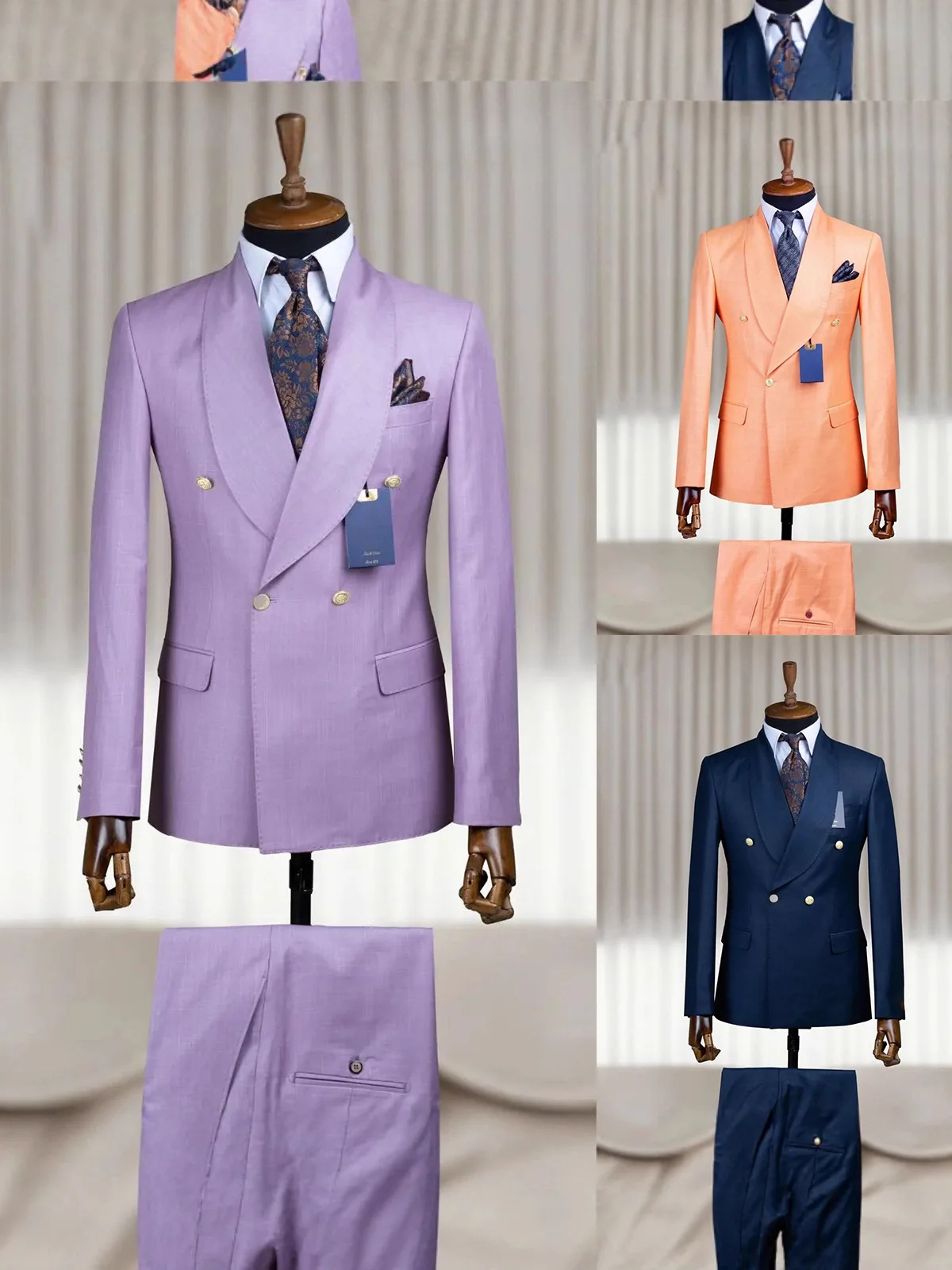 

Formal Solid color double-breasted. Two-pieceMan Suit ( Blazer+Pants ).Slim fit tuxedo suit for best man.Men's Stage Costume