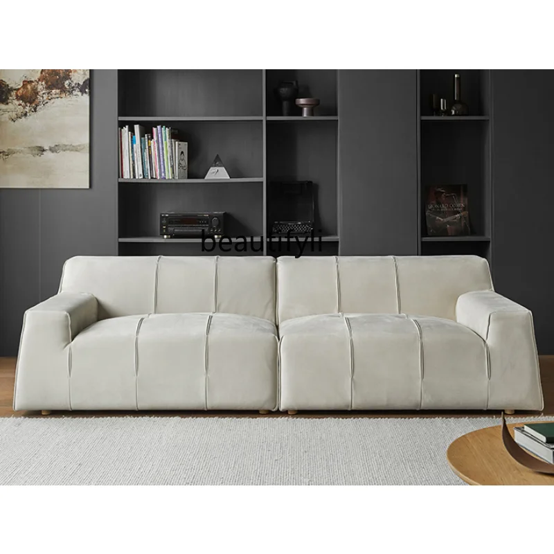 Matte Cloth Sofa Nordic Fabric Living Room Large Sitting Deep Straight Row Three Four-Seat Italian Minimalist Style