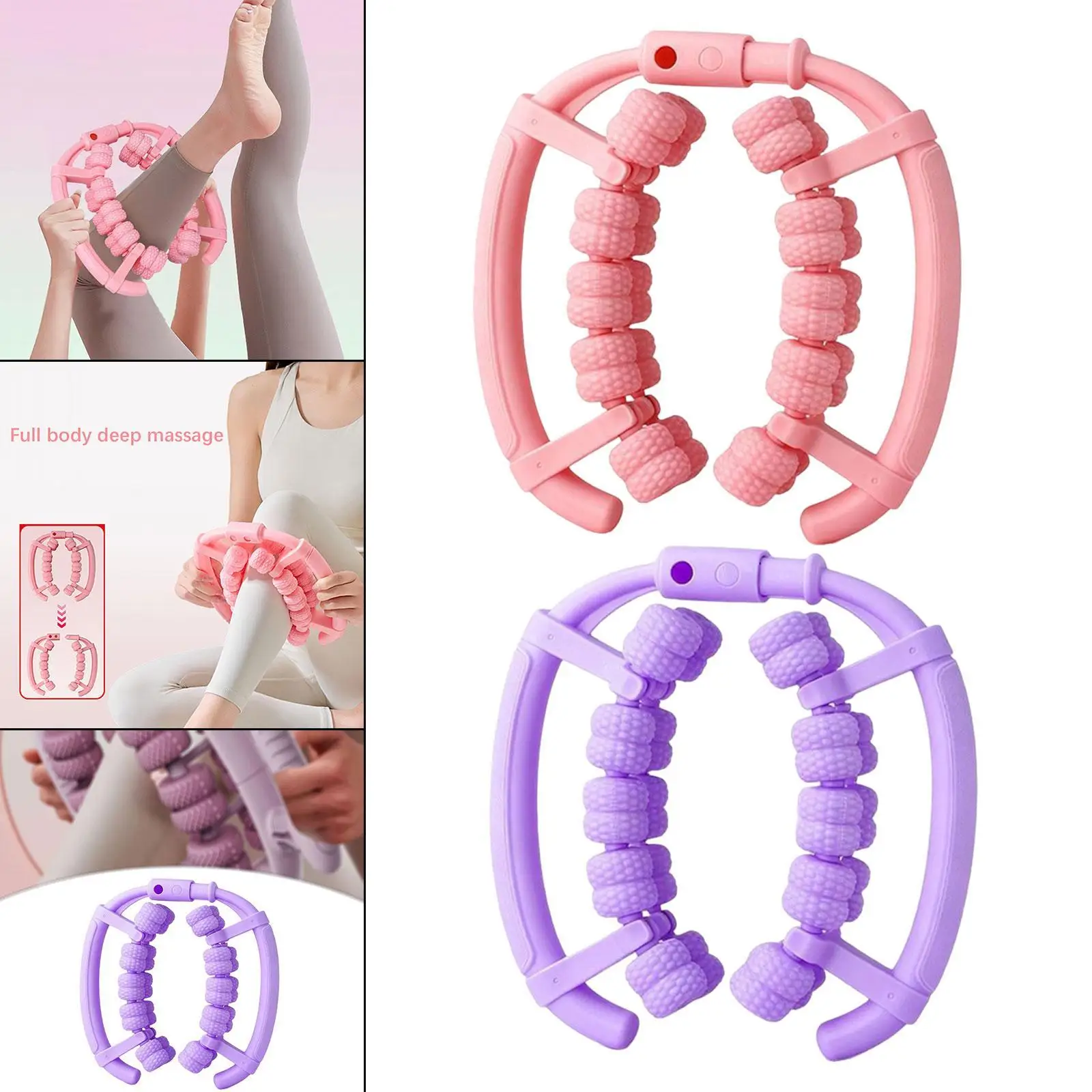 

Массажный ролик от целлюлита для ног, ручной, многофункциональный, 360° ° Массажер для глубокого массажа тканей с 40 колесиками и круговой зажимной насадкой для ног и бедер