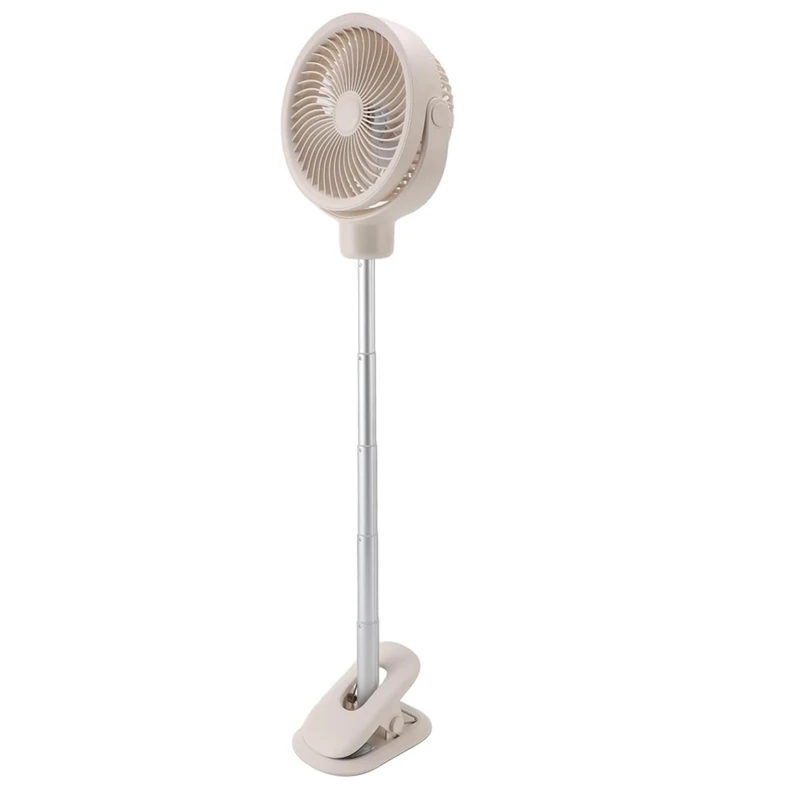 Clip On Desk Fan, Portable Telescopic Floor Fan, 4 Speeds With LED Light, Oscillating Desk Clip On Fan,USB Rechargeable