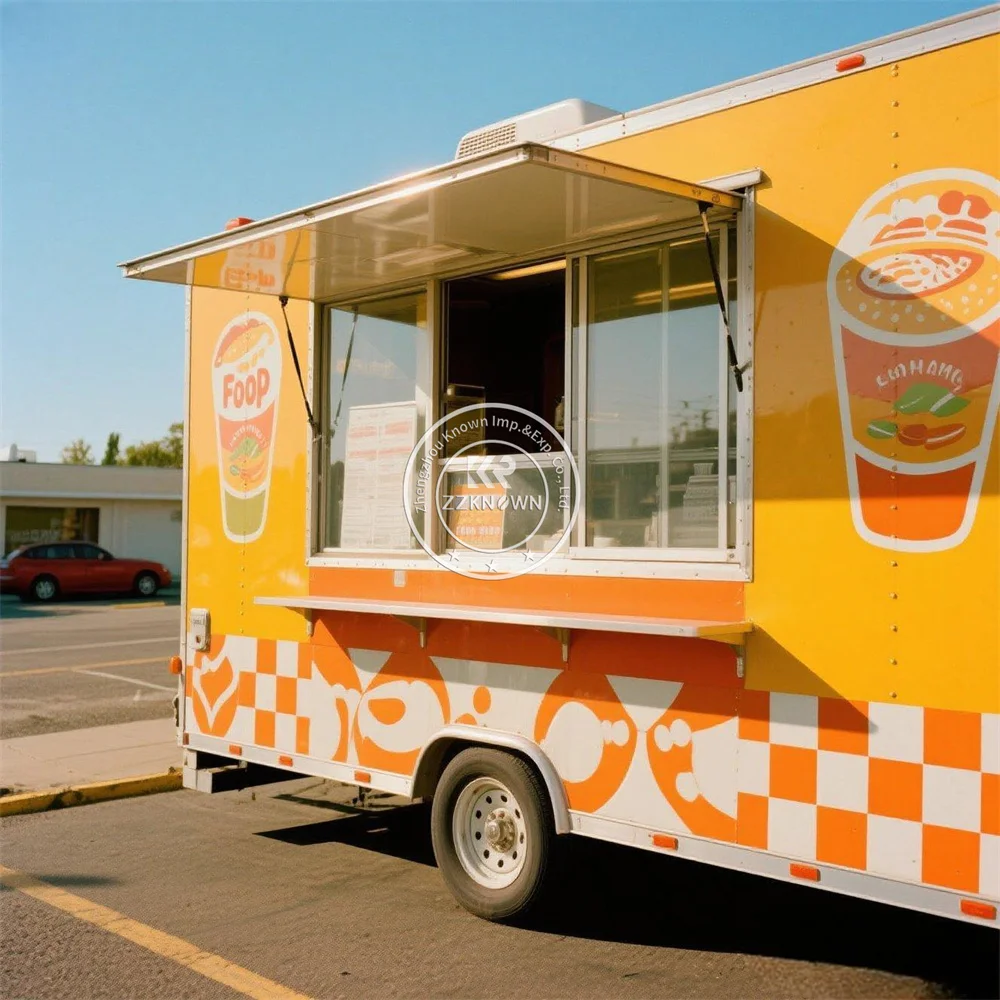 

Outdoor Mobile Kitchen Mini Food Trailer Milk Hot Dog Cart Ice Cream Coffee Kiosk Concession Fast Food Truck With Equipments