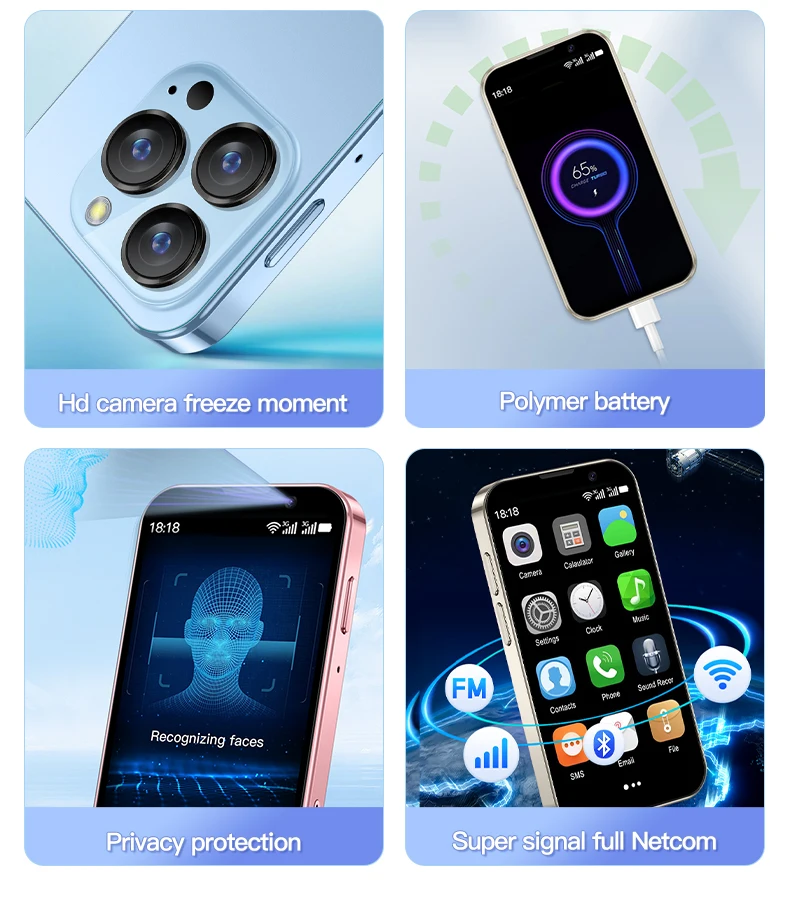 SERVO Ultra Mini Pocket Smartphone 3G Android 9.0 2GB+16GB Dual SIM Face Unlock WiFi GPS Video Player 3.0" Unlocked Mobile Phone