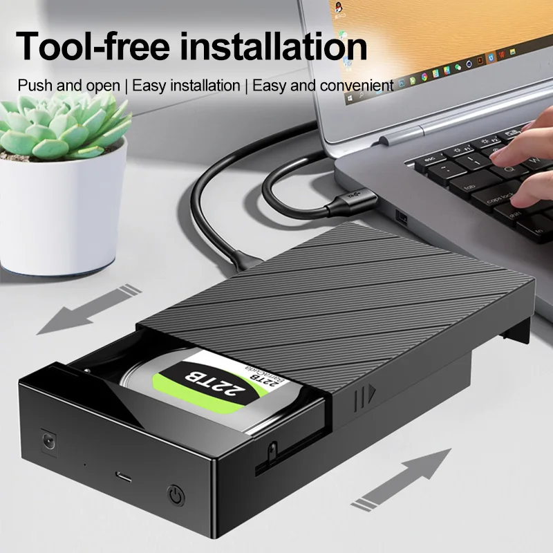 3.5/2.5인치 HDD 케이스 USB 3.0 SATA 외장 하드 드라이브 리더 지원 12TB 하드 드라이브 인클로저 노트북용 고속 어댑터