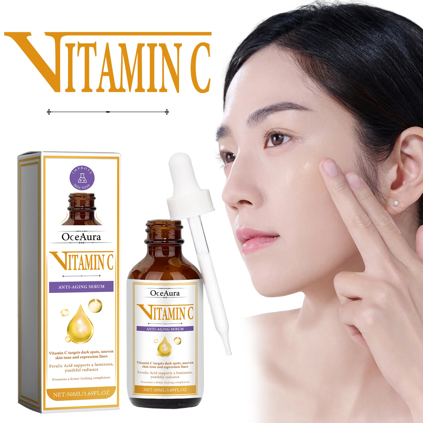 OceAura Vitamin C Facial Essence Reduces Spots Fine Lines Tightens and Moisturizes Facial Skin anti Wrinkle Essence