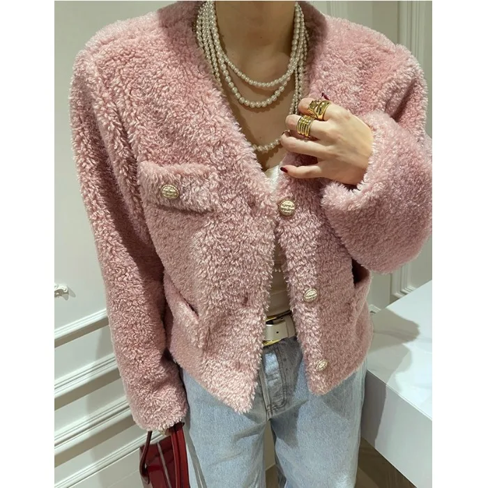 الكورية Sle ort لامب الفراء Jaet المرأة الحلو شيك الخريف الشتاء جديد Faion تنوعا لطيف العمر الدفاع عن النفس الصغيرة Fraance St...