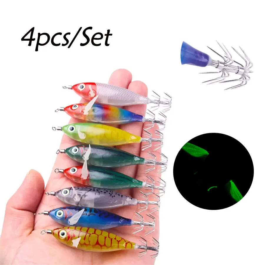 Leurre de pêche méné Popper, appâts de basse wobJeff, faux appâts réalistes, accessoires de crochet de calmar, 8cm, 6g, ensemble de 4 pièces