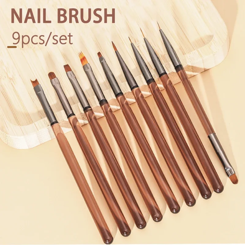 9pcs Nine-piece nail brush set Full set of nail art tools Pe