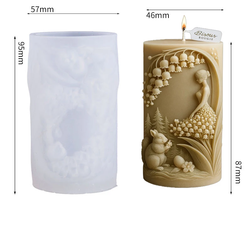 

Cylinder Candle Mold White Floral Relief Silicone Mold Creative Candle Mold Decorative For Candle Making Aromatherapy Sessions