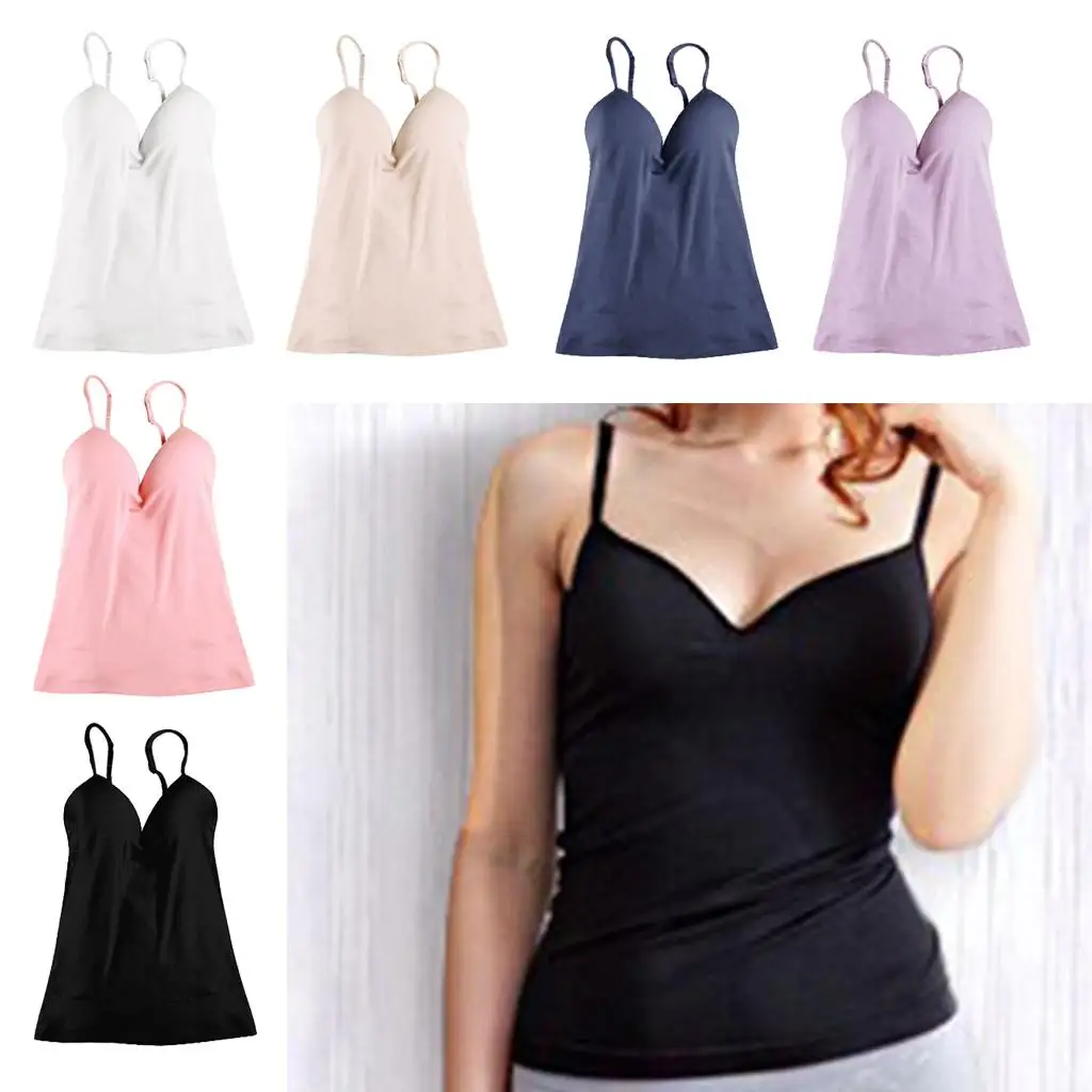 Gewatteerde tanktops voor dames, verstelbare bandjes, ademende cami-gebouwd
